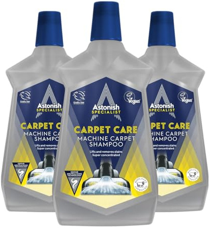 3 x 1L ASTONISH Specialist Carpet Care Machine CARPET SHAMPOO, Lifts and Removes Stains, Super Concentrated - Carpet Cleaner Shampoo Vac Maxx