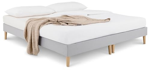 IDIMEX Futonbett Rennes 180x200 cm, Grau - Modernes Doppelbett mit stabilem MDF-Holz Bettgestell, inklusive Lattenrost, Stoffbezug aus 100% Polyester, zentrale Stützstreben für Langlebigkeit