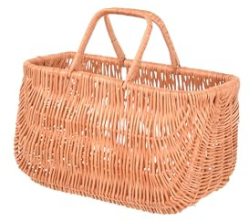 Aqbau Cestino per la spesa, in vimini intrecciato, con manico, cestino da picnic, cestino portaoggetti, fungo, borsa da spiaggia, cestino con manico