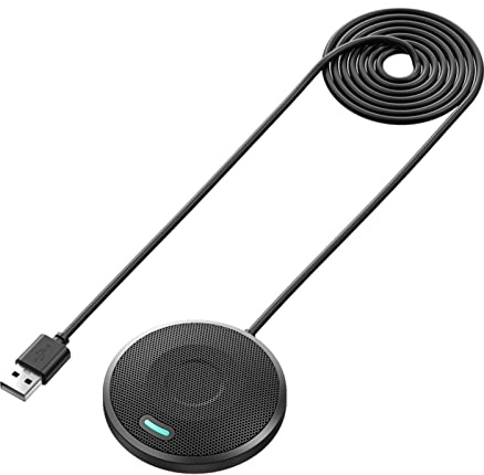 Conference Computer Microphone Omnidirectional Condenser Desktop Plug Play Wired with Mute Function for Meeting Online Class Video Music Singing Compatible Phone PC Windows XP Vista