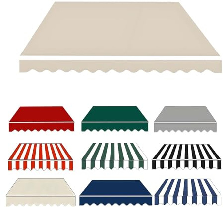 Lona de Repuesto Retráctil para Toldo de Patio,2.0m 2.5m 3.0m 3.6m 4m 5m Tela de Repuesto para Toldo, Impermeable Poliéster Toldo de Tela con Cenefa para Exterior(Beige,250x200cm)