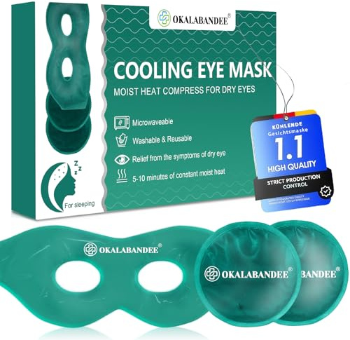 Kühlmaske Gesicht mit 2x Augen Kühlpads - Wiederverwendbare Augenmaske | Verstellbares Kopfband. Lindert Müdigkeit und Schwellungen. Praktisches Kühl-Set für Zuhause, Frauen und Männer