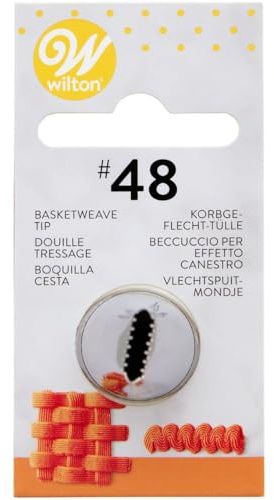 Wilton Decorating Tip Spritztülle, #048 Basketweave Carded | Edelstahl Tülle für Spritzbeutel, Wiederverwendbar, Zum Dekorieren von Kuchen Torten Cupcakes, Spülmaschinenfest