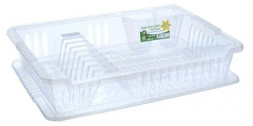 Hobby Clear Medium Plastic Dish Drainer Plate and Cutlery Rack with Drip Tray