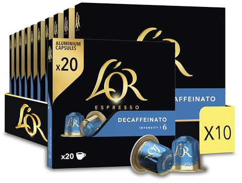 L'Or Espresso Café - 200 Capsules Decaffeinato Intensité 6 - compatibles Nespresso®* (lot de 10 x 20)