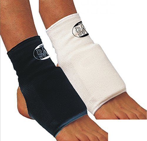 BAY® 2x Fußbandagen mit  SPANN POLSTER  Spannschützer Stoff CE schwarz weiß Spannschutz Spann Fuß Baumwolle BW Spannschoner Fußschützer Fußschutz Spannpolster Gelenkschützer Fußbandage Gelenkbandage Knöchelbandage Schutz Schoner Bandage Spannpolster Rist Ristpolster Ristschutz Ritzschützer Ristschoner