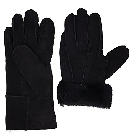 HEITMANN 100% Lammfell Handschuhe Fingerhandschuhe Echt-Leder Damen NEU (L, Schwarz)