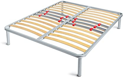 venixsoft Rete Letto doghe in faggio e Telaio in Ferro ROBUSTA - regolatori di rigidità con Doppie doghe centrali 160x190
