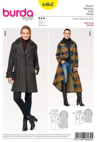 burda Schnittmuster Damen Blazermantel 6462 Gr. 34-46