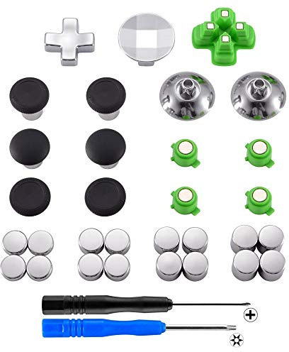 eXtremeRate Thumbsticks Buttons Sticks D-Pad Kappen Trigger Analogsticks Tasten Set aus Aluminium für ps4 (31 Teiliges Set)