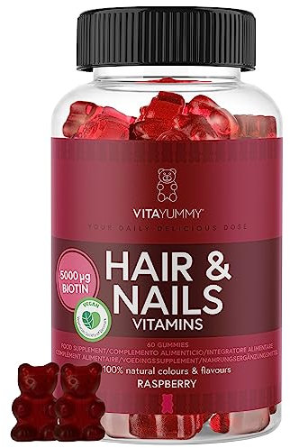 VitaYummy Haar Vitamine Gummies - Biotin Hochdosiert (5000μg) - Multivitamine Gummibärchen für Frauen -Nahrungsergänzungsmitte Biotin Haare Haut Nägel - 60 Hair Vitamin Gummies - 1 Monat