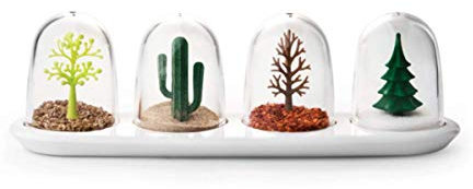 Kitchen Seasoning Jar with Tray, Seasoning Shaker, Four Seasons Design, 4 in 1