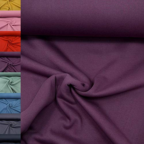 MAGAM-Stoffe Berlin dicker Sweat Stoff Uni innen angeraut und weich Meterware 50cm (06. Bordeaux)