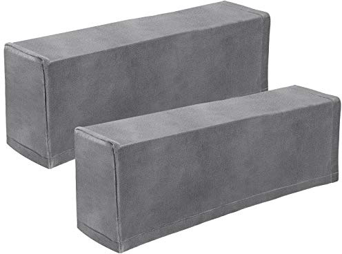 VOSAREA 2pcs Stretch Fabric Armrest Covers Anti-Slip Furniture Protector Armchair Slipcovers for Recliners Sofas Chairs Grey