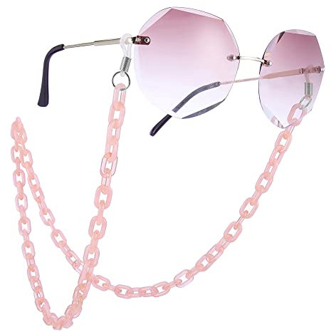 EUEAVAN Brillenkette für Gesichtsmasken, Acryl, für Damen, modische Acetat-Brillenkette, Sonnenbrillenkette, Pink, 740*9.1mm
