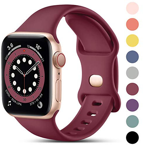 CeMiKa Kompatibel mit Apple Watch Armband 38mm 40mm 41mm 42mm, Ersatz Silikon Sport Armbänder Kompatibel mit iWatch Armband Series 11 10 9 8 7 6 5 4 3 2 1 SE SE3, Damen Herren, Weinrot