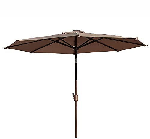 MANG Gartenschirm Sonnenschirm Neigbar Marktschirm UV-Schutz Terrassenschirm Schwenkbar Ampelschirm Mit 32 Solar-LED-Lichtern Und Kippfunktion, 6 Farben