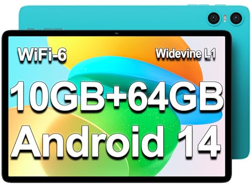 TECLAST P30 Android-14-Tablet 10.1 Pollici Tablet 10GB RAM+64GB ROM(TF 4TB), A523 Octa-Core 1.8GHz CPU, 2.4G/5G WiFi, BT5.4/Dual Camera/Widevine L1/6000mAh/OTG/Type-C/GMS/Face ID/Headphone Jack (2025)