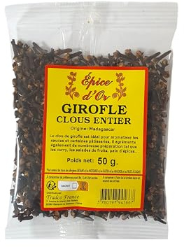 Clous de Girofle Entier 50g Lot de 1 - Epice d'Or, Qualité Supérieure, Saveur Intense, Authentique et Naturel, Sans Colorant, Sans Additifs Ni Conservateurs.