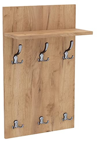 AKKE Garderobenpaneel Wandgarderobe Mit Ablage Wandpaneel Garderobe PVC Medi 90x50 cm CHROM | GOLD CRAFT