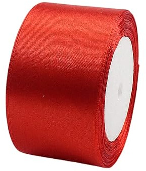 POPOYU Satinband Rot 50mm, 23 Meters Dekoration Präsent Geschenkband breit Schleifenband, Stoffband für kleid Hochzeit, Taufe und Geburtstag Geschenke,Satin Dekoband, Deko Band Geschenkverpackung