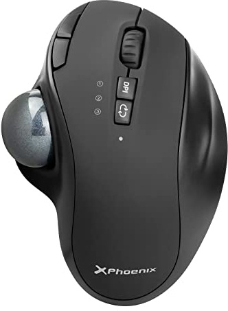Phoenix – Ratón Trackball Inalambrico con 7 Botones, Bluetooth + 2.4Ghz