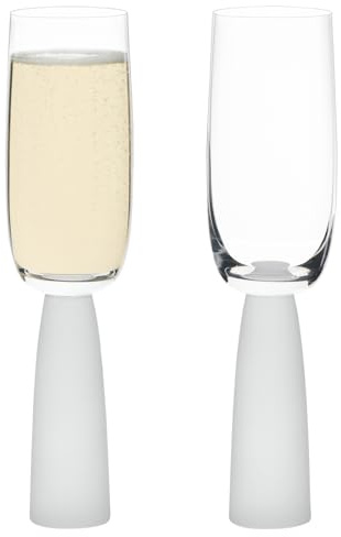 Anton Studio Designs Oslo Handmade Champagne Flutes Perfect Party Tableware for Weddings and Celebrations - 200 ml - Frost - Set of 2 Elegant Champagne Glasses