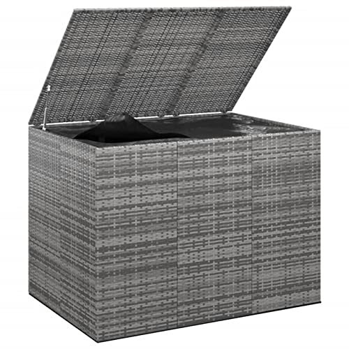 Homgoday Garten-Kissenbox PE Rattan 145x100x103 cm Grau Gartenmöbel Model317231