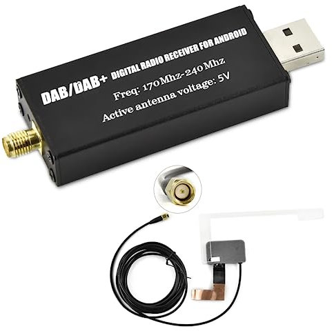 Rimoody Dab Adaptador de Receptor de Coche Digital para Radio de Coche, Antena USB 2.0 Dongle Externo Portátil Dab+ Box Radio Tune