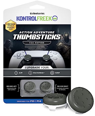 KontrolFreek CQC Classic Grips pour Manette PS5 | 2X Capuchons de Joystick Low-Rise pour PlayStation 5 & PS4 | Agilité & Contrôle Améliorés | Gris/Blanc