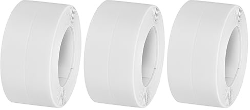 sourcing map Waterproof Seal Caulk Strip Tape Self Adhesive, 3pcs 10.5 Ft L x 1.5 W PVC Sealing Tape Caulking Tape for Kitchen Countertop, Bathroom, Toilet, Bathtub Floor Wall Corner, White