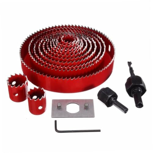 Angoily 16pièces Set De à Trou Pour Et Outils De Perçage Efficaces Avec Mandrins Kit De Forets à Noyau Pour Travaux De Menuiserie Rouge