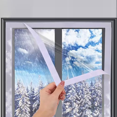 Film Isolant pour Fenêtre,Film de Vitrage Isolant Intérieures,Film d'Isolation,Thermo Cover Transparent,Kits d'Isolation de Fenêtre,pour l'Hiver et l'Été,Personnalisable (55x200cm/22x79)