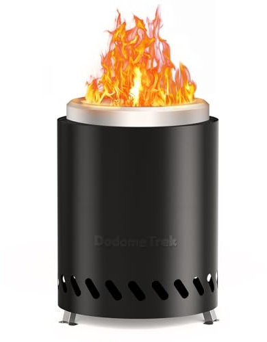 DodomeTrek Tisch-Feuerstelle, 14 cm, rauchfreie Feuerstellen mit Tragetasche, Mini-Outdoor-Feuerstelle mit Ständer, tragbarer Camping-Feuerstelle, Herd für Terrasse, angetrieben durch Pellets oder