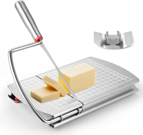 Filhome Cheese Slicer Board with Hand Protector and Precise Scale, Stainless Steel Blade for Multipurpose Cheese Slicing in Kitchen