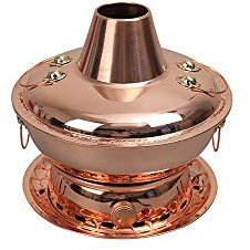 FUYAO Pentola Calda in Rame Cinese, pentola Calda per bovini mongoli Spessi in Rame Puro, Doppia Base riscaldante in Carbonio Elettrico, Design Diviso, Facile da Pulire