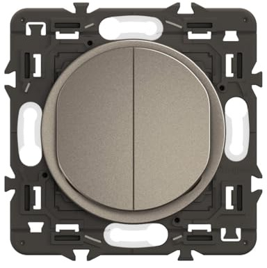 LEGRAND - Interrupteur Poussoir Double - 6A - Commande d'Eclairage Complète - A compléter avec une plaque - Titanium