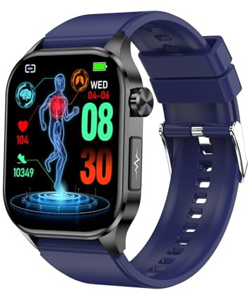 GFPHBJ Montre Connectée pour Hommes Et Femmes Écran HD 2,04 Appel Bluetooth Traqueur De Fitness Température Corporelle en Temps Réel Et Surveillance d'un Sommeil Sain Pédomètre pour iOS/Android,C