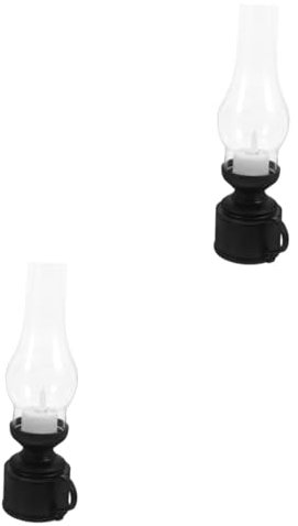 TOPBATHY 2 Stück Retro Petroleumlampe Rustikale Öllampe Vintage Petroleumlampe LED Vintage Lampe Petroleumlaterne Batteriebetriebene Campinglampe Flammenlose LED Petroleumlampe