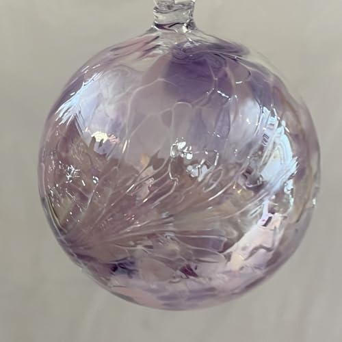 Kugel zum hängen Glaskugel Ornament violett klar Fensterdekoration mundgeblasenes Kristallglas Durchmesser ca. 8 cm