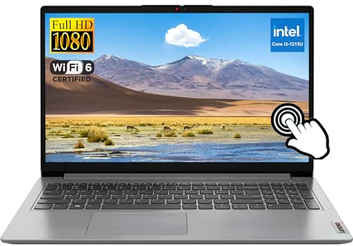Lenovo Ideapad 15 Laptop Touchscreen, Intel 6-Core i3-1215U, 16GB RAM, 512GB SSD, 15.6 FHD, Webcam, Bluetooth, Wi-Fi6, lettore di schede SD, Windows 11, Grigio, Accessori GM