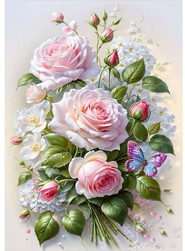 RICUVED Blommor diamantmålning 5D DIY diamantmålning komplett kit, diamantmålning blommor hantverk strass målning för vuxna barn dekoration 30 x 40 cm