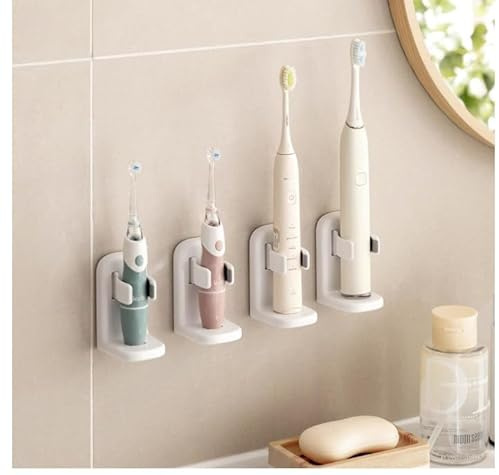 Toski Elektrischer Zahnbürstenhalter Wand Ohne Bohren 4er Set | Befestigter Zahnbürstenhalter, Halterung Elektrische Zahnbürste