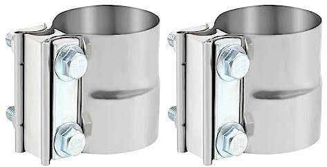 Godimg Abrazadera de Escape 2.5 in (63.5 mm), Abrazadera de reparación de tuberías de acero inoxidable 304, Abrazaderas de correa de ventilación de conexión solapada 2PCS