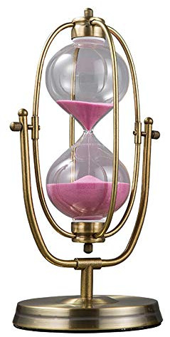 Vintage Metal Bronze Egg Timer 60 Minute Sand Timer for Classroom Education & Sensory Play Rotating Pink Sand Glass Hourglass