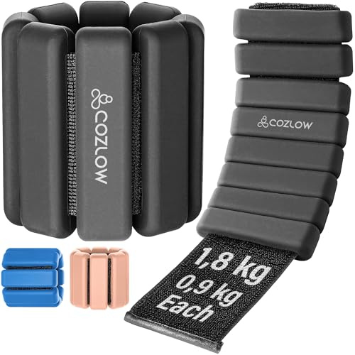 Cozlow - fotleds- och handledsvikter för män & kvinnor - Justerbara silikonband för träning för fitness, styrketräning - Bärbara benmanschettvikter/armband för yoga, dans, pilates, löpning, gym