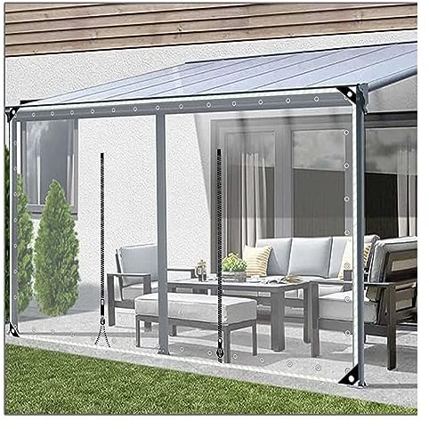 Lona transparente de PVC resistente al agua con ojales, toldo personalizable para patio, tienda de campaña, toldo transparente, panel lateral (tamaño: 2,1 x 9 m (alto x ancho x alto)