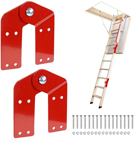 Dachbodenleiter Scharniere zum Herunterziehbare, Dachbodentreppe Ersatzteile für Aluleiter, Bodentreppe Zubehör für die Restaurierung alten Dachbodenleitern, 2 Stück