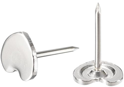 TA-VIGOR 50 Stück Herz Push Pins, Niedliche Reißnägel für Korkwand, Pinnwand, Foto Wand, Dekorative Flache Plastiknägel mit Stahlspitzen, Silber
