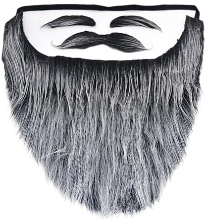 Nishiyuenyi Barba Finta Grigio Scuro Con Una Corda Elastica per Trucco, Barba Divertenti per Halloween, Natale, Feste in Maschera, Adattarsi Alla Maggior Parte Delle Dimensioni Del Viso